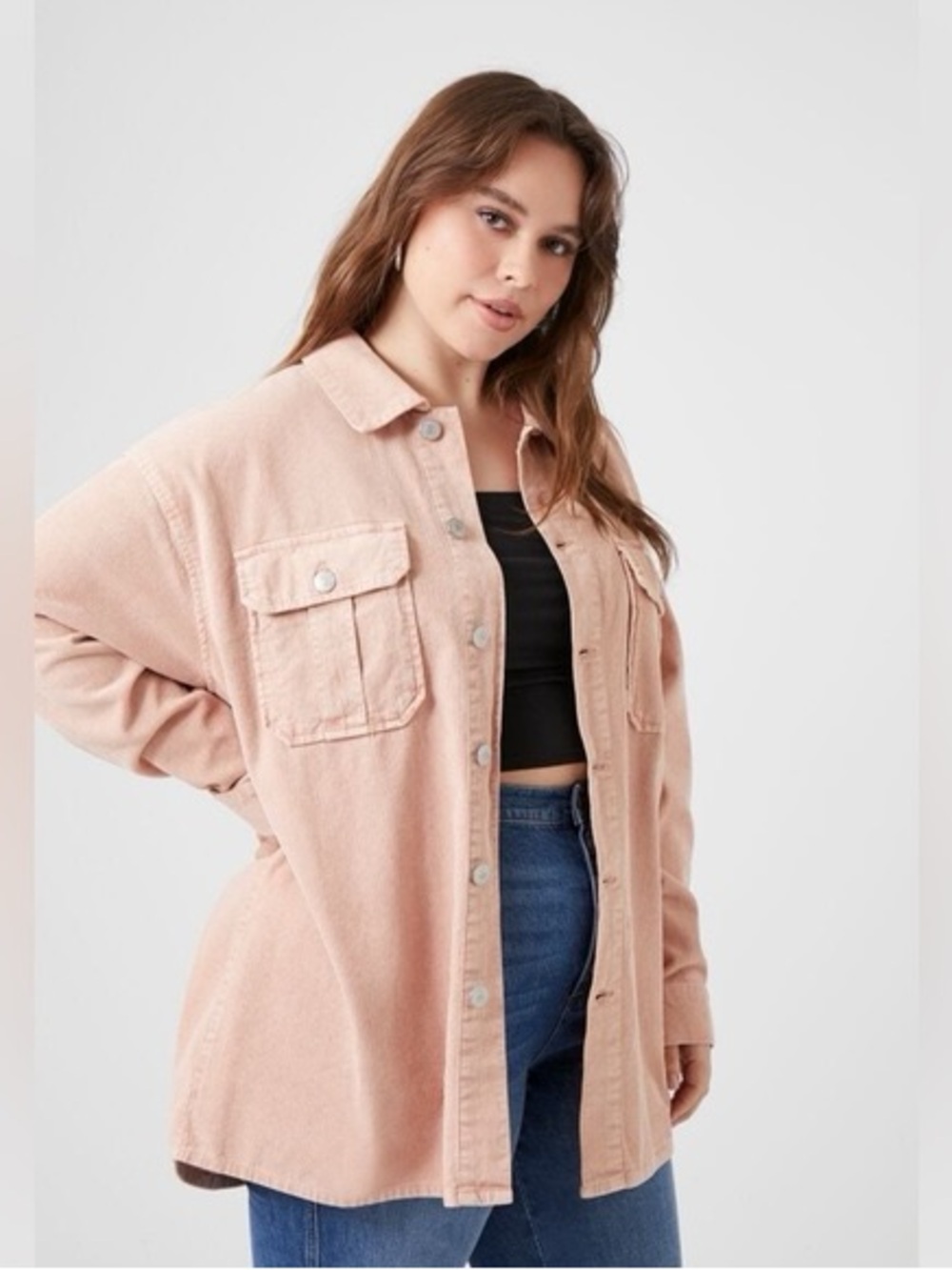 Forever 21 | Pink 100% Cotton Corduroy Shirt Jacket